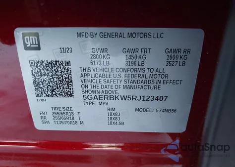 2024 Buick Enclave Essence Fwd из США, поврежденный, VIN 5GAERBKW5RJ123407